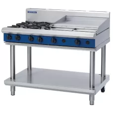 1200mm Gas Cooktop 4 Burners & 600mm Griddle On Leg Stand