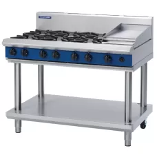 1200mm Gas Cooktop 6 Burners & 300mm Griddle On Leg Stand