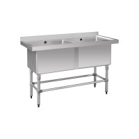 Stainless Steel Bench with Double Deep Pot Sink