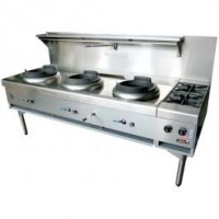 3 Burner Chinese Wok and Double Cooktop