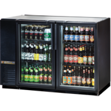 TRUE TBB-24GAL-48G-LD 48, 2 Glass Door Black Back Bar Compact Refrigerator with Gal Top