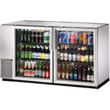 TRUE TBB-24GAL-60G-S-LD 60, 2 Glass Door Stainless Back Bar Compact Refrigerator with Gal Top