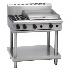 900mm Gas Cooktop 2 Burners & 600mm Griddle On Leg Stand
