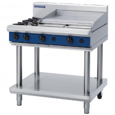 Blue Seal G516B-LS 900mm Gas Cooktop 2x Burners & 600mm Griddle On Leg Stand