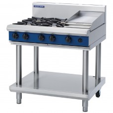 900mm Gas Cooktop 4x Burners & 300mm Griddle On Leg Stand