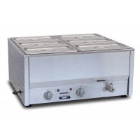Counter Top Bain Marie, six 1/3 size pans, 100mm pans & lids included