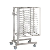 Roll-in trolley with rack for plates for oven size 1.20