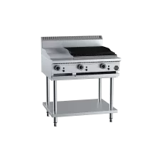 B&S Commercial Kitchens BT-GRP3-CBR6 B+S Black European Combination 300mm Grill Plate and 600mm Char Broiler
