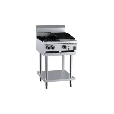 B&S Commercial Kitchens BT-SB2-CBR3 B+S Black European Combination Two Open Burners and 300mm Char Broiler