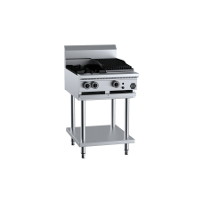 B+S Black Combination Two Open Burners 300mm Char Grill