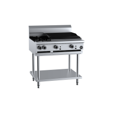 B+S Black Combination Two Open Burners 600mm Char Grill