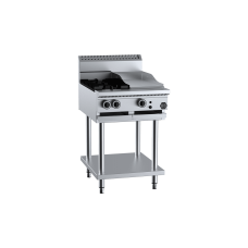 B&S Commercial Kitchens BT-SB2-GRP3 B+S Black European Combination Two Open Burners and 300mm Grill Plate
