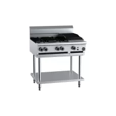 B+S Black Combination Four Open Burners 300mm Char Grill