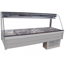 Curved Glass Refrigerated Cold Plate & Cross Fin Coil with 8 x 1/2 size 65mm pans