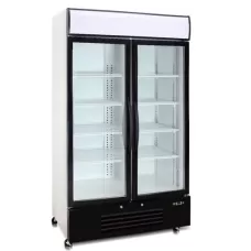 Double Glass Door Freezer With Light Box and Bottom Unit 726L