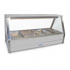 Straight Hot foodbar, double row, with rear roller doors and 4 x 1/2 size 65mm pans