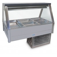 Straight Glass Refrigerated Cold Plate & Cross Fin Coil with 8 x 1/2 size 65mm pans