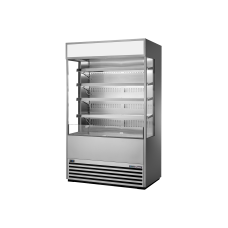 48 Upright Open Air Refrigerator With Glass Sides, R290, Illuminated Sign Panel and Night Blind, R290, 963L