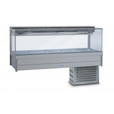 Square Glass Refrigerated Cold Plate & Cross Fin Coil with 8 x 1/2 size 65mm pans