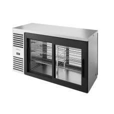 60 2 Glass Slide Door Pass-Thru Bar Refrigerator, Stainless Steel Ext