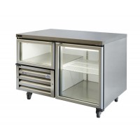 Stainless Under Bar Refrigerator (1+1/2 Glass Doors) 360Lt, 1200mm