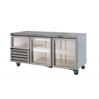 Stainless Under Bar Refrigerator (2+1/2 Glass Doors) 610Lt, 1800mm