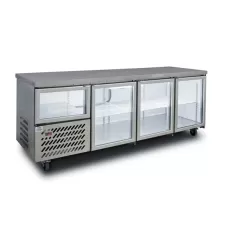 Stainless Under Bar Refrigerator (3+1/2 Glass Doors) 886Lt, 2400mm
