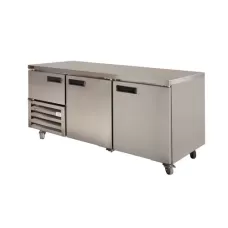 Stainless Steel Under Bar Refrigerator (2+1/2 St/Steel Doors) 610Lt, 1800mm