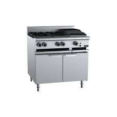 Verro Combination Four Open Burners 300mm Char Broiler Cabinet Mounted
