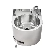 3monkeez AB-KNEEHB-RT Round Hands Free Knee Operated Stainless Steel Basin Complete with tempering valve