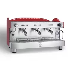B2016 DE Professional Espresso Machine Electronic Dosage 3 Group S/S Red