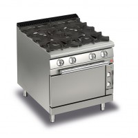 Queen7 4 Burner Gas Range (self cleaning) with Electric Oven - 800mm