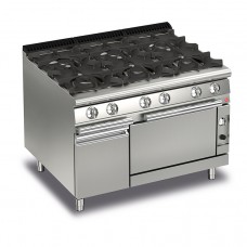 Queen7 6 Burner Gas Range with Oven and Cupboard - 1200mm