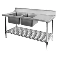 SS Dishwasher Inlet Bench Double LHS Sinks-1800mm