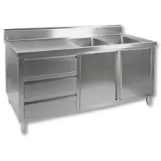Stainless Cupboard With Double Right Sinks 1800x700mm