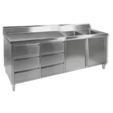 Stainless Cupboard With Double Right Sinks 2100x700mm