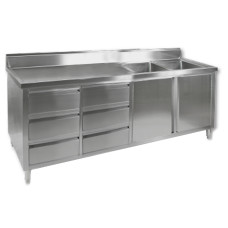 Stainless Cupboard With Double Right Sinks 2400x700mm