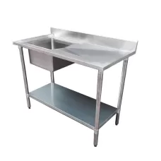 Budget Stainless Steel Bench with Left Single Sink, 1500x600