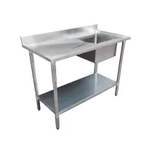 Budget Stainless Steel Bench with Right Single Sink, 1200X600