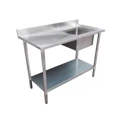 Budget Stainless Steel Bench with Right Single Sink, 1500x600