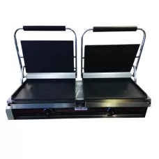 Large Double Contact Grill, Smooth Non Stick Cast Iron Plates