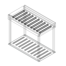 Roller Bench for Conveyor Dishwashers, Fits 2 Baskets, 1150mm Long