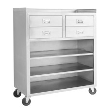 Modular Systems by FED MS116 Mobile Stainless Steel Cabinet (Waiters Station) With 4 Drawers And 3 Shelves