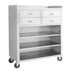 Mobile Stainless Steel Cabinet (Waiters Station) With 4 Drawers And 3 Shelves