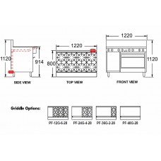 Goldstein PF36G228 Gas 2 Burner and 914mm Griddle Range - 711mm Oven (28) - Static