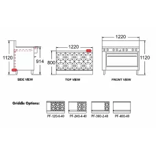 Goldstein PF12G640 Gas 6 Burner and 305mm Griddle Range - 1010mm Oven (40) - Static