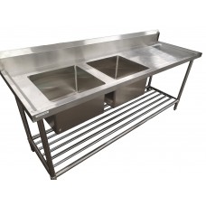 Modular Systems by FED DSB7-1800L/A Premium Stainless Steel Bench Double LHS Sinks-1800x700