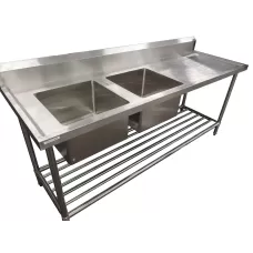 Premium Stainless Steel Bench Double LHS Sinks-1500x600