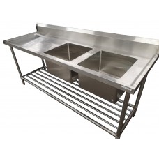 Modular Systems by FED DSB7-2400R/A Premium Stainless Steel Bench Double RHS Sinks-2400x700