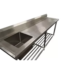 Premium Stainless Steel Bench Single Left Sink 2400x600